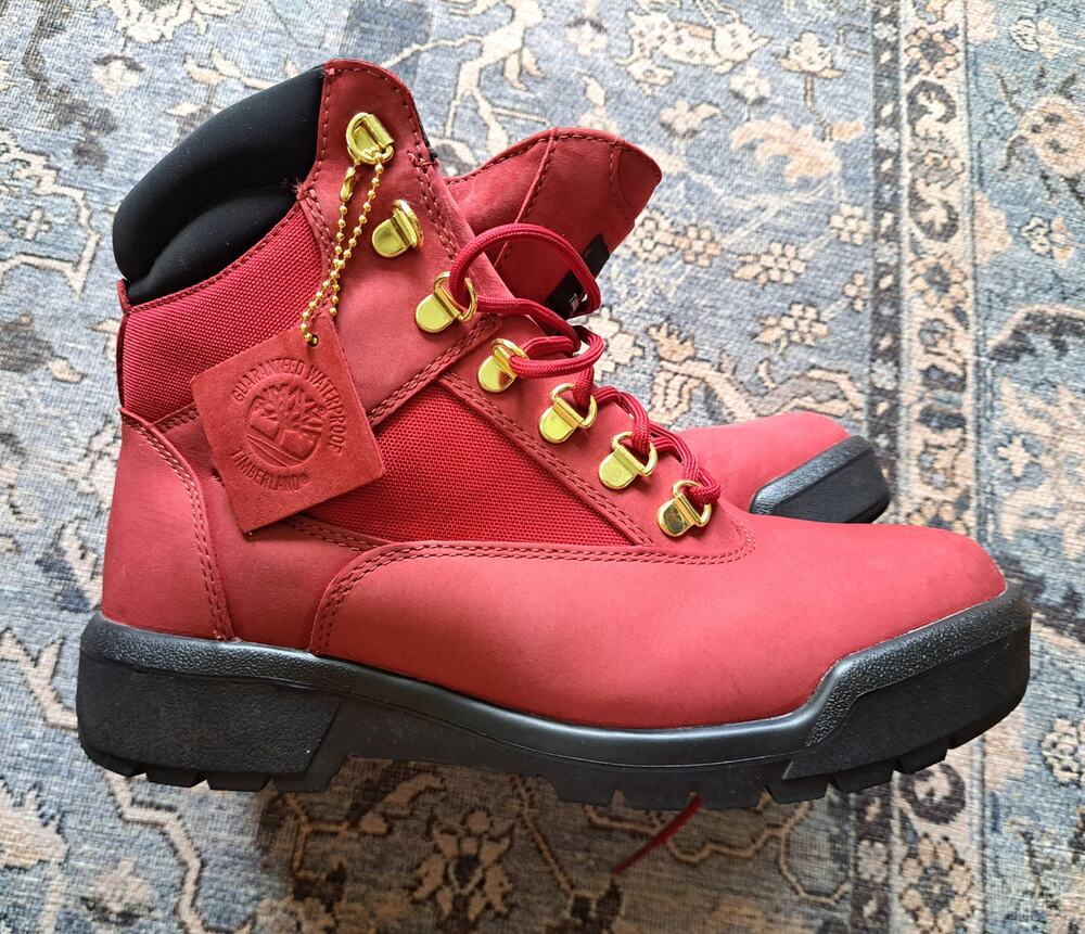 Timberland Men's Field Waterproof Dark Red Nubuck Boots Mens Size 7.5